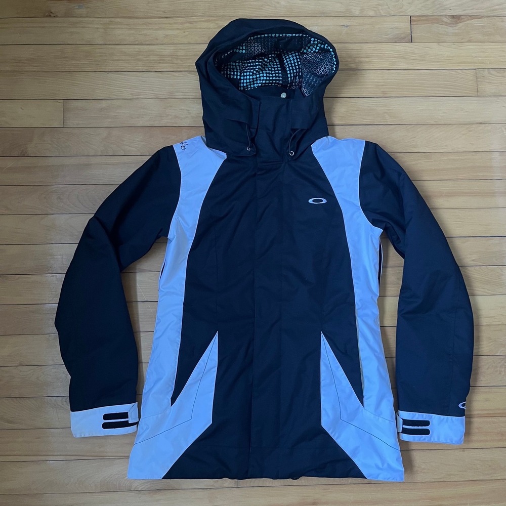 Oakley Hooded Technical Jacket Black White Colorblock Mens Small Performance